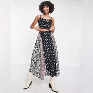Free People Kaia splice print maxi skirt set
